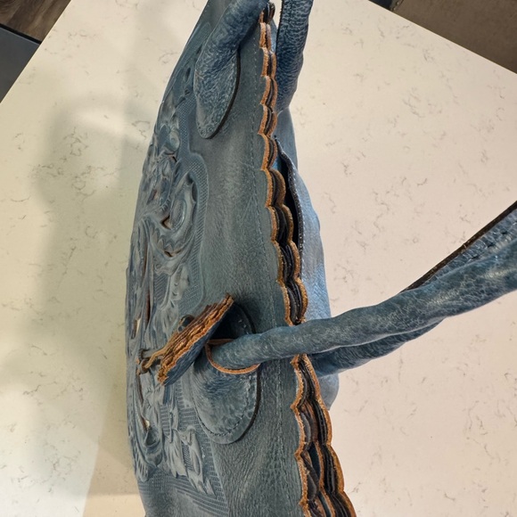 Patricia Nash Blue Tooled Leather Tote - Picture 13 of 13